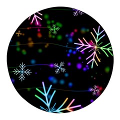 Snowflakes Snow Winter Christmas Round Glass Fridge Magnet (4 Pack) by Ndabl3x