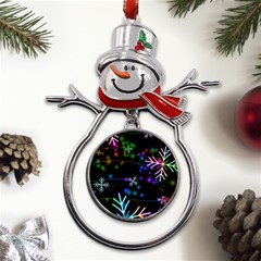 Snowflakes Snow Winter Christmas Metal Snowman Ornament by Ndabl3x