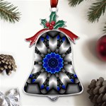 Kaleidoscope Abstract Round Metal Holly Leaf Bell Ornament Front