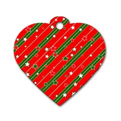 Christmas Paper Star Texture Dog Tag Heart (two Sides) by Ndabl3x