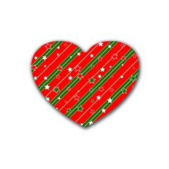 Christmas Paper Star Texture Rubber Heart Coaster (4 Pack) by Ndabl3x