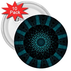 Ornament District Turquoise 3  Buttons (10 Pack)  by Ndabl3x