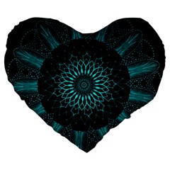 Ornament District Turquoise Large 19  Premium Heart Shape Cushions by Ndabl3x