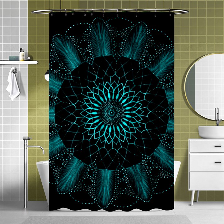 Ornament District Turquoise Shower Curtain 48  x 72  (Small) 