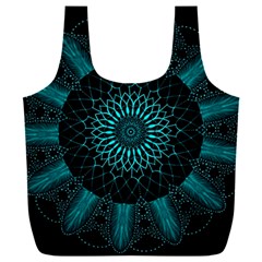 Ornament District Turquoise Full Print Recycle Bag (xxxl) by Ndabl3x