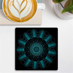 Ornament District Turquoise Uv Print Square Tile Coaster  by Ndabl3x