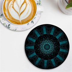 Ornament District Turquoise Uv Print Round Tile Coaster by Ndabl3x