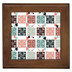 Mint Black Coral Heart Paisley Framed Tile by Ndabl3x