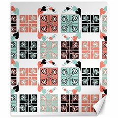 Mint Black Coral Heart Paisley Canvas 8  X 10  by Ndabl3x