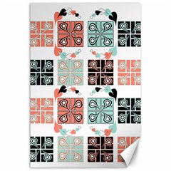 Mint Black Coral Heart Paisley Canvas 24  X 36  by Ndabl3x