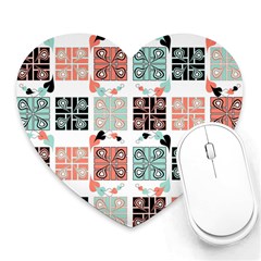 Mint Black Coral Heart Paisley Heart Mousepad by Ndabl3x