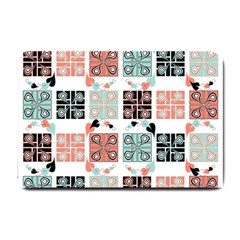 Mint Black Coral Heart Paisley Small Doormat by Ndabl3x