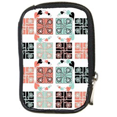 Mint Black Coral Heart Paisley Compact Camera Leather Case by Ndabl3x