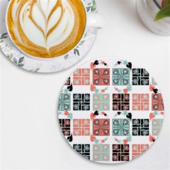 Mint Black Coral Heart Paisley Uv Print Round Tile Coaster by Ndabl3x