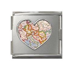 Map Europe Globe Countries States Mega Link Heart Italian Charm (18mm) by Ndabl3x