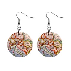 Map Europe Globe Countries States Mini Button Earrings by Ndabl3x