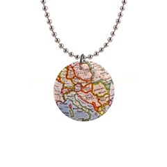 Map Europe Globe Countries States 1  Button Necklace by Ndabl3x