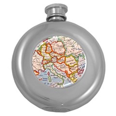 Map Europe Globe Countries States Round Hip Flask (5 Oz) by Ndabl3x