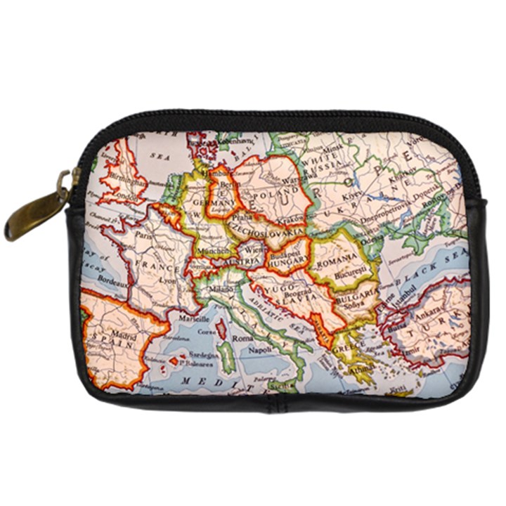 Map Europe Globe Countries States Digital Camera Leather Case