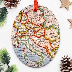 Map Europe Globe Countries States Oval Filigree Ornament (Two Sides)