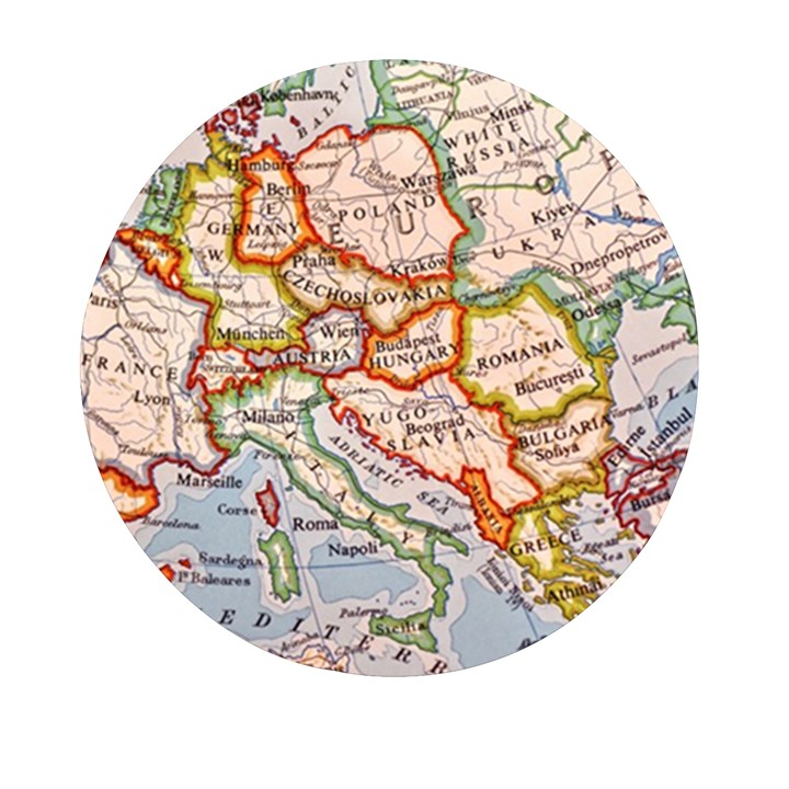 Map Europe Globe Countries States Mini Round Pill Box