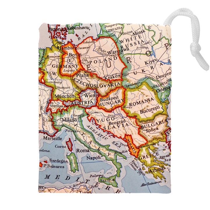 Map Europe Globe Countries States Drawstring Pouch (5XL)