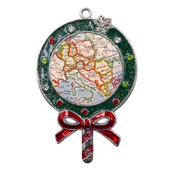 Map Europe Globe Countries States Metal X mas Lollipop With Crystal Ornament by Ndabl3x