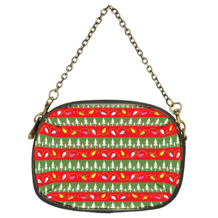 Christmas Papers Red And Green Chain Purse (Two Sides)