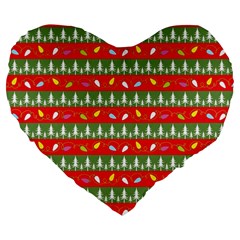 Christmas Papers Red And Green Large 19  Premium Heart Shape Cushions by Ndabl3x