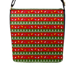 Christmas Papers Red And Green Flap Closure Messenger Bag (l) by Ndabl3x