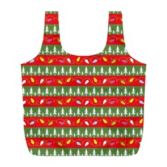 Christmas Papers Red And Green Full Print Recycle Bag (l) by Ndabl3x