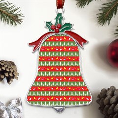 Christmas Papers Red And Green Metal Holly Leaf Bell Ornament