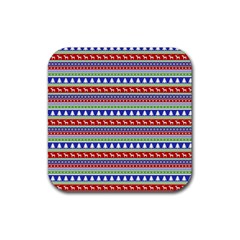 Christmas Color Stripes Pattern Rubber Coaster (square) by Ndabl3x