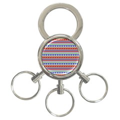 Christmas Color Stripes Pattern 3-ring Key Chain by Ndabl3x