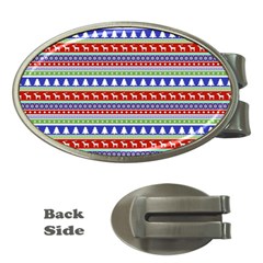 Christmas Color Stripes Pattern Money Clips (oval)  by Ndabl3x