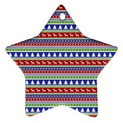 Christmas Color Stripes Pattern Star Ornament (two Sides) by Ndabl3x