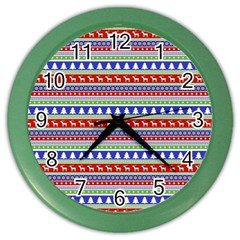 Christmas Color Stripes Pattern Color Wall Clock by Ndabl3x