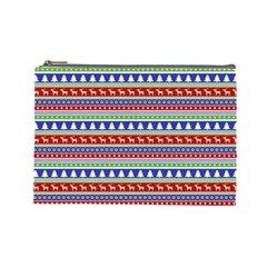 Christmas Color Stripes Pattern Cosmetic Bag (large)