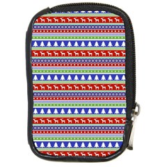 Christmas Color Stripes Pattern Compact Camera Leather Case by Ndabl3x