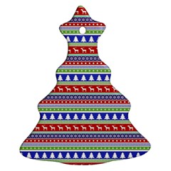 Christmas Color Stripes Pattern Christmas Tree Ornament (two Sides)