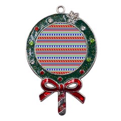 Christmas Color Stripes Pattern Metal X mas Lollipop With Crystal Ornament by Ndabl3x