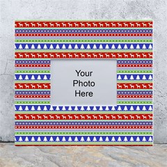 Christmas Color Stripes Pattern White Wall Photo Frame 5  X 7  by Ndabl3x