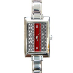 Background Damask Red Black Rectangle Italian Charm Watch by Ndabl3x