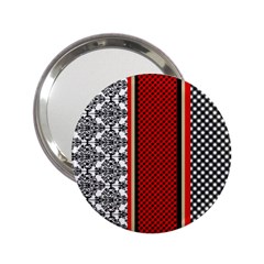 Background Damask Red Black 2 25  Handbag Mirrors by Ndabl3x