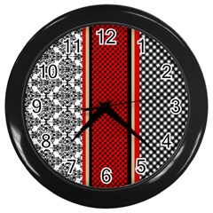 Background Damask Red Black Wall Clock (black) by Ndabl3x