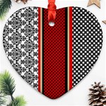 Background Damask Red Black Ornament (Heart) Front