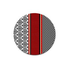 Background Damask Red Black Magnet 3  (round) by Ndabl3x