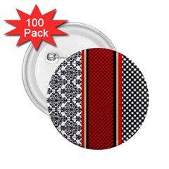 Background Damask Red Black 2 25  Buttons (100 Pack)  by Ndabl3x