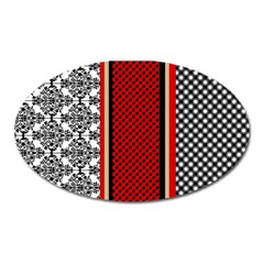 Background Damask Red Black Oval Magnet by Ndabl3x