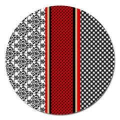 Background Damask Red Black Magnet 5  (round) by Ndabl3x